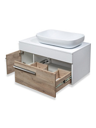 Тумба под раковину Runo подвесная крафтовый дуб Вудлайн 85 (00-00001344)