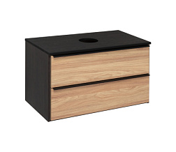 Тумба под раковину Runo подвесная дуб черный (под умывальник Moduo Square 50/ Гамма 56/ Infinity 85/