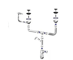 Сифон двойной GRAND 3 1/2 телескоп. труб. с поворот. чашей, круг перелив. и отвод (СФ-0008)