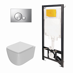 Сет: Инстал.OLI 80 ECO +панель Globe хр.глянц.+Унитаз Point Меркурий, белый