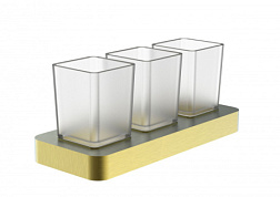 Три стакана для зубных щеток с держателем WONZON & WOGHAND, Брашированное золото (WW-8338-BG)