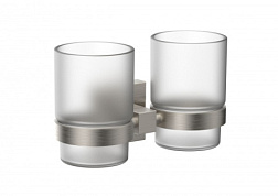Два стакана для зубных щеток с держателем WONZON & WOGHAND, Брашированный никель (WW-8928-BN)