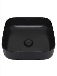 AQM5011 Раковина накладная квадратная, цвет черный матовый. 390x390x130