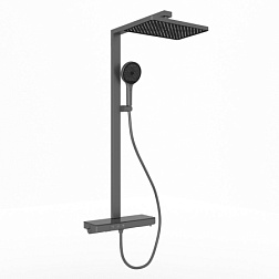 Душевая стойка SANCOS Vos с термостатическим смесителем, изливом, полкой, шлангом 1,5 м, верхним и р