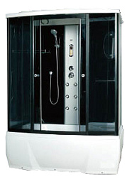 Душевая кабина с тропическим душем Loranto CS 77-3 A 150x85x215 см черная дверь раздвижная