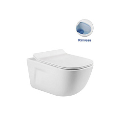 Унитаз подвесной Idea VT1-33 безободковый, цвет белый, ультратонкое soft-close сиденье, , шт