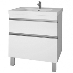 Тумба GRACE PLUS, 70 см, подвесная/напольная, 2 ящика, с опорами, белый глянец