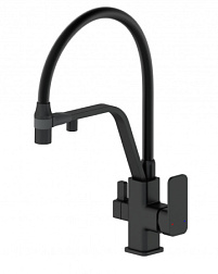 Смеситель для кухни с гибким изливом и подключением фильтра WONZON & WOGHAND, Черный матовый (WW-884