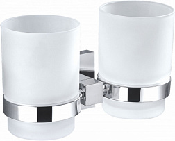 Два стакана для зубных щеток с держателем WONZON & WOGHAND, Хром (WW-8928)