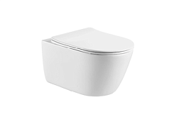 AQ1363W-00 ОБЕРОН Унитаз подвесной безободковый 531*360*344мм, тонкое сиденье с механизмом плавного 