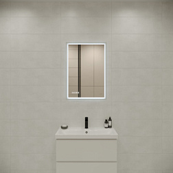 Зеркало LED 080 design pro 60x85 с подсветкой часы с антизапотеванием прямоугольное