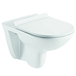 Azario Pavia (круглый)  подвесной безободковый унитаз в комплекте с сидением микролифт. Размер 530*3