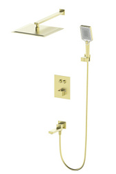 Душевая система с термостатом встраиваемая WONZON & WOGHAND, Брашированное золото (WW-88929003-BG)