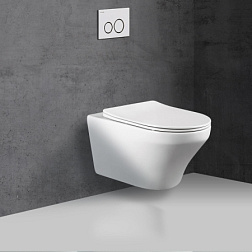 Унитаз подвесной Edge-M VT1-37 безободковый, цвет белый, ультратонкое soft-close сиденье, , шт