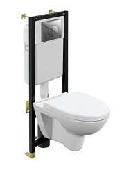 Комплект Cersanit PARVA CO DPL EO инсталляция BLACK кнопка LEON пластик хром глянцевый