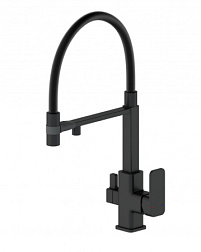 Смеситель для кухни с гибким изливом и подключением фильтра WONZON & WOGHAND, Черный матовый (WW-884