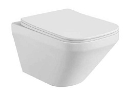 AQ1155-00 ЛИРА Унитаз подвесной безободковый 490*365*320мм, тонкое сиденье с механизмом плавного зак