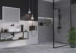Зеркало LED 011 design100x80 с подсветкой часы металл. рамка прямоугольное