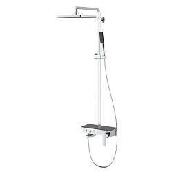 NG3501S Душевая стойка Niagara с изливом управление кнопками черное стекло TESKA