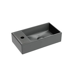 Умывальник подвесной прямоугольный (чаша справа, отверстие под смеситель слева) цвет темный антрацит