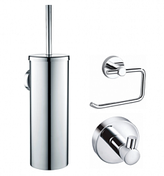 Набор аксессуаров из 3 предметов (крючок, держатель для бумаги, ершик) WONZON & WOGHAND, Хром (WW-81