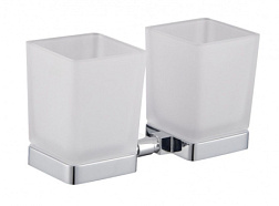 Два стакана для зубных щеток с держателем WONZON & WOGHAND, Хром (WW-6628)