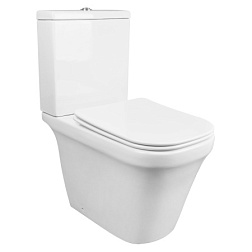 Candy Унитаз напольный безободковый в комплекте с бачком и сиденьем микролифт, дюропласт. Размер 635