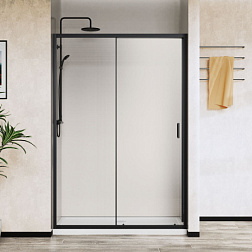 Душевая дверь City VDS-5CT140CLB, 1400, черный, стекло прозрачное, , шт