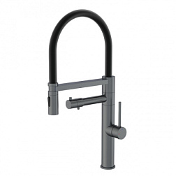Смеситель для кухни с гибким изливом и подключением фильтра WONZON & WOGHAND, Темный графит (WW-8845