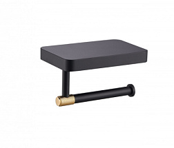 Держатель для туалетной бумаги с полкой WONZON & WOGHAND, Черный/Золото (WW-9226)