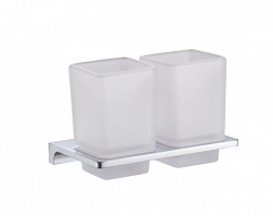 Два стакана для зубных щеток с держателем WONZON & WOGHAND, Хром (WW-9128)