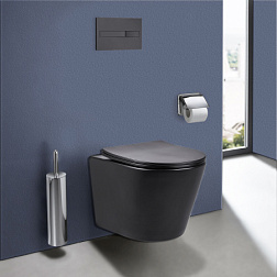 Унитаз подвесной Piatti VT1-11SMB, цвет черный матовый, ультратонкое soft-close сиденье, , шт