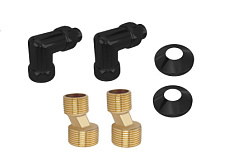 Комплект подключения 2шт.: уголок со сгоном 3/4х1/2, эксцентрик, отражатель, цвет черный муар