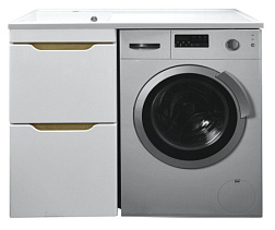 Комплект Тумба 120 Magenta под с/машинку (56) с раковиной Magenta 120 левая белая