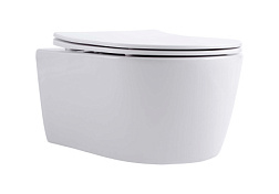 AQ1106L-00 ЕВРОПА Унитаз подвесной безободковый 525*360*260мм, тонкое сиденье с механизмом плавного 