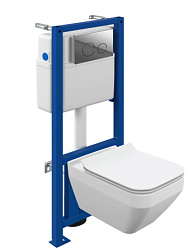 Комплект CREA SQUARE CO DPL EO slim инсталляция LINK PRO кнопка TWINS пластик хром глянцевый