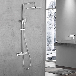 Душевая стойка Next VSFS-1N1TCH термостатическая с изливом, 25см верх душ, хром, , шт