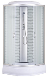 Душевая кабина Loranto 100х100х215 поддон 25 см белый кирпичный узор, стекло 4 мм профиль хром (CS-6