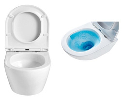 Azario Grado  ТОРНАДО СКРЫТОЕ подвесной безободковый унитаз  в комплекте с сидением микролифт 490*37