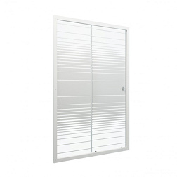 Дверь душевая "Слайд"  100*185, бел, полосы (1место)