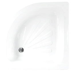 Поддон Loranto стальной, полукруглый 90х90х15 толщина стали 0,9 мм, отверстие для слива 5 см, белый 