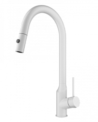 Смеситель для кухни с выдвижным изливом WONZON & WOGHAND, Белый матовый (WW-A21252-MW)