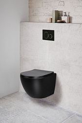 Унитаз подвесной Globo VT1-14SMB безободковый, цвет матовый черный, ультратонкое сиденье soft-close,