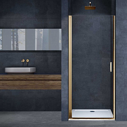 Душевая дверь Alpha VDP-3AL900CLG, брашированное золото, стекло прозрачное, , шт