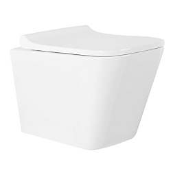 Azario Teramo (квадратный) подвесной безободковый унитаз в комплекте с сидением микролифт 490*340*35