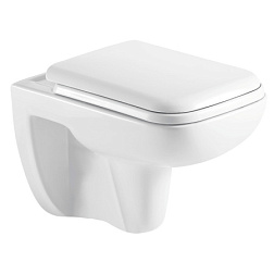 Azario Pavia (квадратный) подвесной безободковый унитаз в комплекте с сидением микролифт. Размер 550