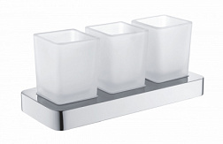 Три стакана для зубных щеток с держателем WONZON & WOGHAND, Хром (WW-8338)