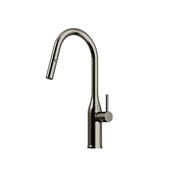 Смеситель для кухни SANCOS Grand c вытяжным и поворотным изливом, цвет вороненая сталь