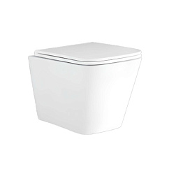 AQ1911-00 Унитаз подвесной безободковый AQUATEK ДЕЛЬТА 480 x 350 x 320 мм + тонкое сиденье с механиз