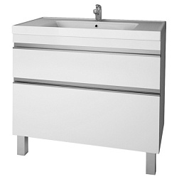 Тумба GRACE PLUS, 90 см, подвесная/напольная, 2 ящика, с опорами, белый глянец